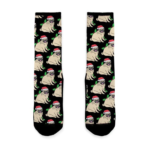 Christmas Pug Pattern Socks